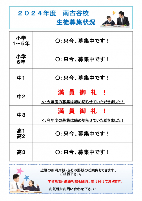 募集状況・時間割情報